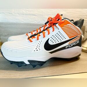 Nike Force Savage Pro 3 Men's Size 17 Shoes White Orange Lace-Up Football Cleats